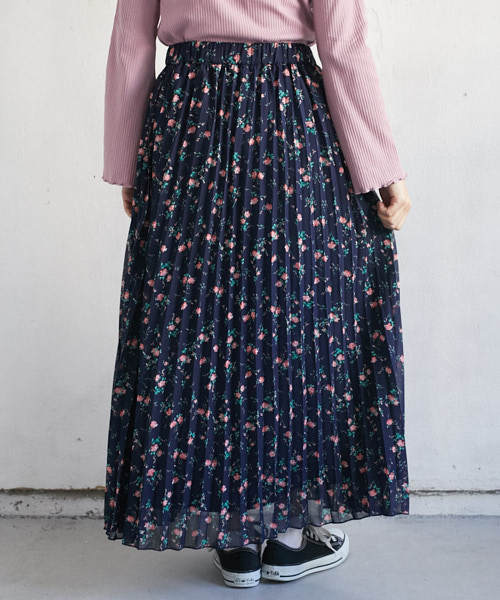 PairPair（ペアペア）の「花柄シフォンプリーツスカート（スカート・レディース・ネイビー/アイボリー・FREE）」の9枚目の写真