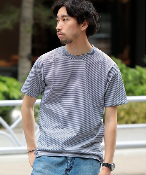 EDIFICE（エディフィス）の「72/2 サイロハイゲージ ボーダークルーネック ショートスリーブ（Tシャツ/カットソー・メンズ・ネイビー/ブラック/ブラック系その他/キャメル・SMALL/MEDIUM/LARGE/X-LARGE）」の3枚目の写真