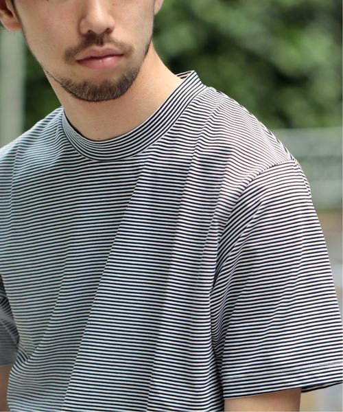 EDIFICE（エディフィス）の「72/2 サイロハイゲージ ボーダークルーネック ショートスリーブ（Tシャツ/カットソー・メンズ・ネイビー/ブラック/ブラック系その他/キャメル・SMALL/MEDIUM/LARGE/X-LARGE）」の8枚目の写真