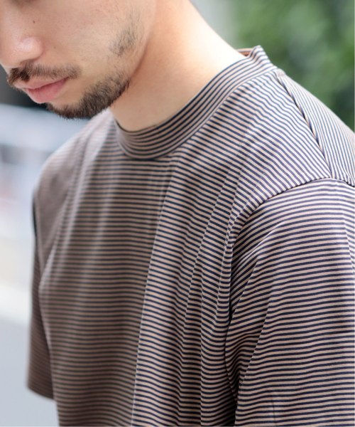 EDIFICE（エディフィス）の「72/2 サイロハイゲージ ボーダークルーネック ショートスリーブ（Tシャツ/カットソー・メンズ・ネイビー/ブラック/ブラック系その他/キャメル・SMALL/MEDIUM/LARGE/X-LARGE）」の10枚目の写真