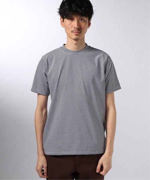 EDIFICE（エディフィス）の「72/2 サイロハイゲージ ボーダークルーネック ショートスリーブ（Tシャツ/カットソー・メンズ・ネイビー/ブラック/ブラック系その他/キャメル・SMALL/MEDIUM/LARGE/X-LARGE）」の13枚目の写真