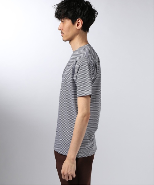 EDIFICE（エディフィス）の「72/2 サイロハイゲージ ボーダークルーネック ショートスリーブ（Tシャツ/カットソー・メンズ・ネイビー/ブラック/ブラック系その他/キャメル・SMALL/MEDIUM/LARGE/X-LARGE）」の14枚目の写真