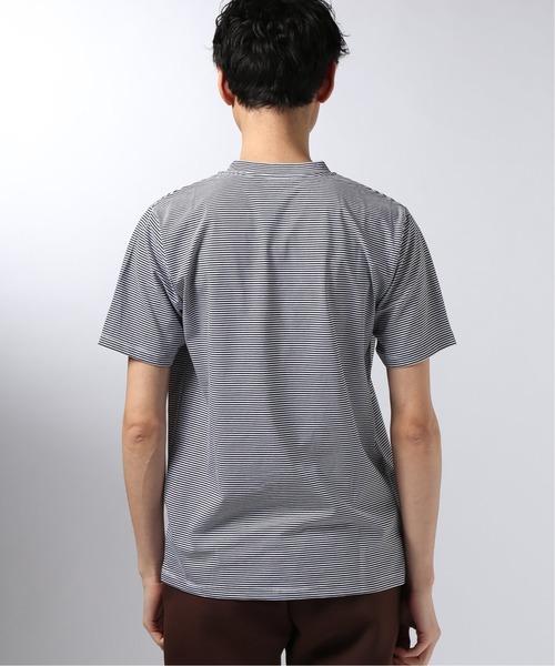 EDIFICE（エディフィス）の「72/2 サイロハイゲージ ボーダークルーネック ショートスリーブ（Tシャツ/カットソー・メンズ・ネイビー/ブラック/ブラック系その他/キャメル・SMALL/MEDIUM/LARGE/X-LARGE）」の15枚目の写真