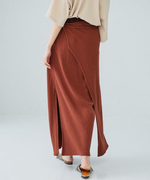 PUBLIC TOKYO(パブリックトウキョウ)の「ラップシルクカットスカート(スカート・レディース・ブラウン/アイボリー・FREE)」の5枚目の写真