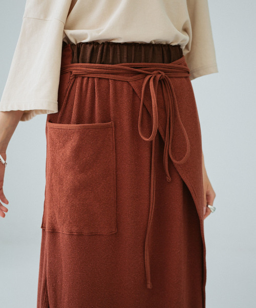 PUBLIC TOKYO(パブリックトウキョウ)の「ラップシルクカットスカート(スカート・レディース・ブラウン/アイボリー・FREE)」の6枚目の写真