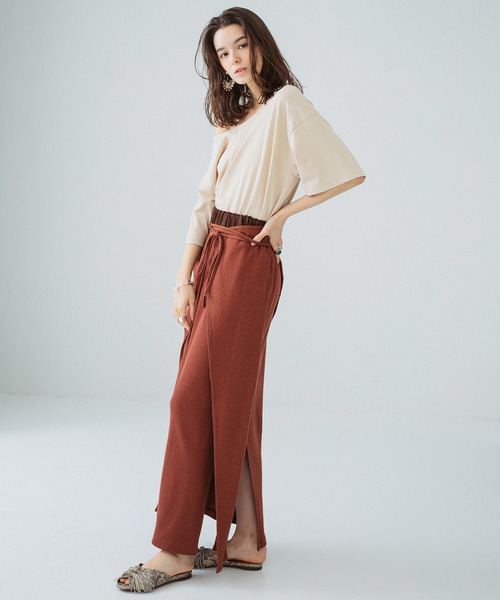 PUBLIC TOKYO(パブリックトウキョウ)の「ラップシルクカットスカート(スカート・レディース・ブラウン/アイボリー・FREE)」の15枚目の写真