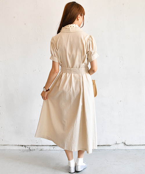 PairPair（ペアペア）の「リネン混カイキンガウンワンピ（ワンピース・レディース・ベージュ/アイボリー・FREE）」の8枚目の写真