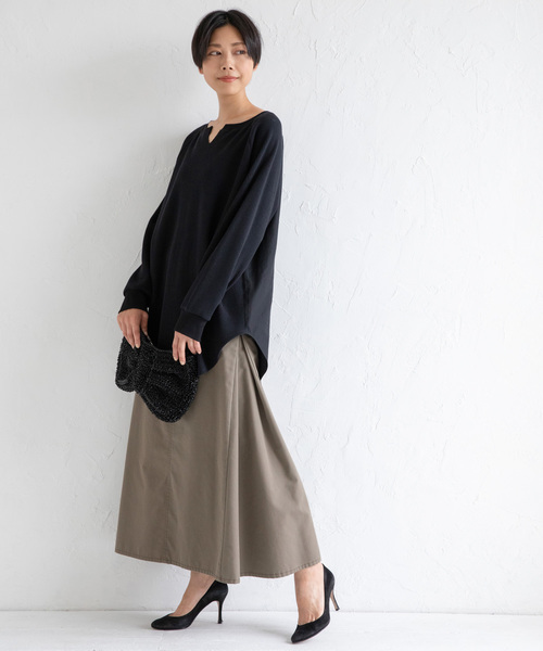 Munich（ミューニック）の「高密度TCチノマキシスカート（スカート・レディース・ブラック/ベージュ/ライトブラウン/カーキ・S/M/XS）」の7枚目の写真