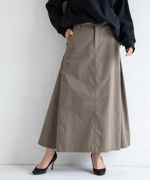 Munich（ミューニック）の「高密度TCチノマキシスカート（スカート・レディース・ブラック/ベージュ/ライトブラウン/カーキ・S/M/XS）」の5枚目の写真