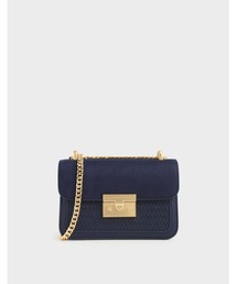 CHARLES & KEITH | ウーベンボクシー プッシュロックテクスチャードバッグ / Woven Boxy Push Lock Textured Bag(ショルダーバッグ)