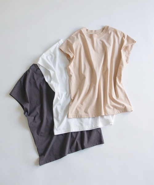 ADAM ET ROPE'（アダムエロペ）の「コットンクルーネックフレンチTee（Tシャツ/カットソー・レディース・ホワイト/チャコールグレー/ベージュ系その他・FREE）」の10枚目の写真