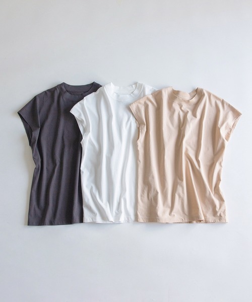 ADAM ET ROPE'（アダムエロペ）の「コットンクルーネックフレンチTee（Tシャツ/カットソー・レディース・ホワイト/チャコールグレー/ベージュ系その他・FREE）」の4枚目の写真