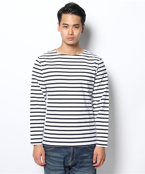 EDIFICE（エディフィス）の「リバースウィーブボーダーB/N L/S（Tシャツ/カットソー・メンズ・ネイビー/ホワイト・MEDIUM/SMALL/LARGE）」の8枚目の写真