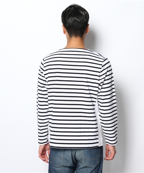 EDIFICE（エディフィス）の「リバースウィーブボーダーB/N L/S（Tシャツ/カットソー・メンズ・ネイビー/ホワイト・MEDIUM/SMALL/LARGE）」の3枚目の写真