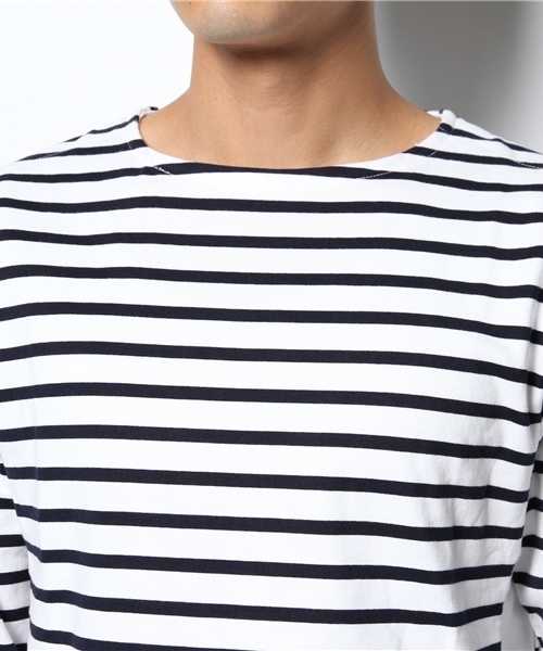 EDIFICE（エディフィス）の「リバースウィーブボーダーB/N L/S（Tシャツ/カットソー・メンズ・ネイビー/ホワイト・MEDIUM/SMALL/LARGE）」の4枚目の写真