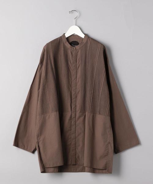 Pheeta アップリケバンドカラーシャツ