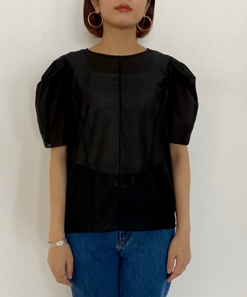PAGEBOY（ページボーイ）の「シアーボリュームスリーブブラウス（シャツ/ブラウス・レディース・オフホワイト/ブラック・FREE）」の8枚目の写真