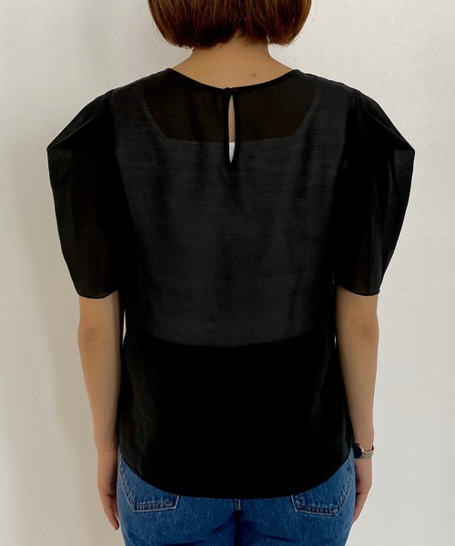 PAGEBOY（ページボーイ）の「シアーボリュームスリーブブラウス（シャツ/ブラウス・レディース・オフホワイト/ブラック・FREE）」の10枚目の写真