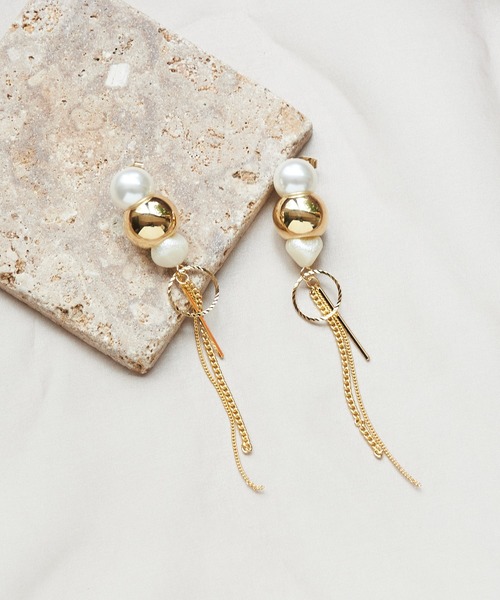 amplis(アンプリス)の「チェーンパールピアス/canble(ピアス(両耳用)・レディース・シルバー/ゴールド/ブルー・FREE)」の3枚目の写真