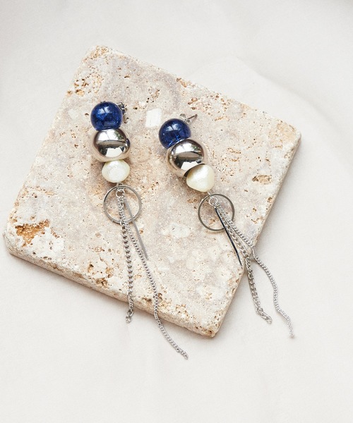 amplis(アンプリス)の「チェーンパールピアス/canble(ピアス(両耳用)・レディース・シルバー/ゴールド/ブルー・FREE)」の1枚目の写真