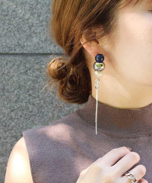 amplis(アンプリス)の「チェーンパールピアス/canble(ピアス(両耳用)・レディース・シルバー/ゴールド/ブルー・FREE)」の5枚目の写真