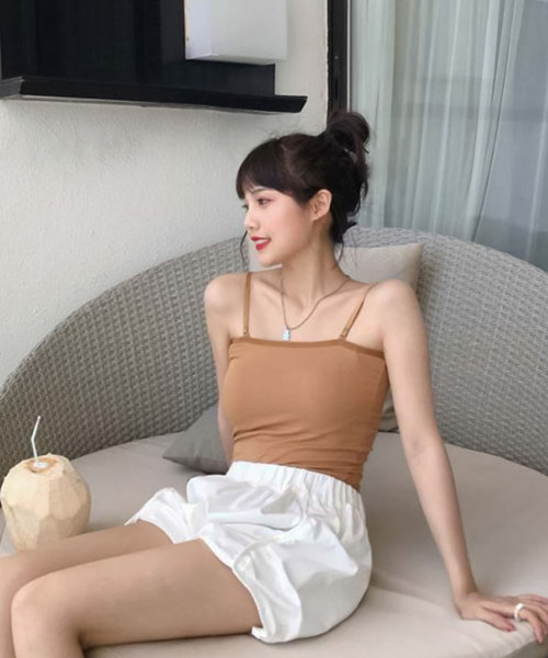 Girly Doll(ガーリードール)の「アジャスター付きベアトップ(キャミソール・レディース・ホワイト/グレー/キャメル/ブラック/カーキ・F)」の18枚目の写真