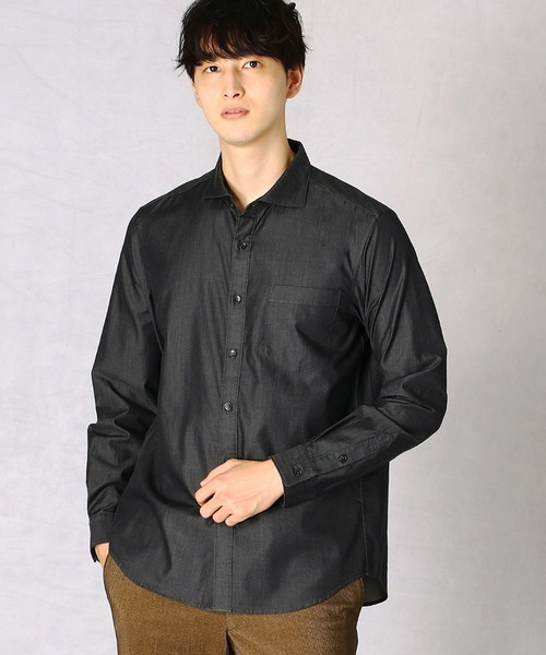 COMME CA MEN（コムサメン）の「シャイニーダンガリーシャツ（シャツ/ブラウス・メンズ・ブラウン/ブラック・SMALL/MEDIUM/LARGE）」の2枚目の写真