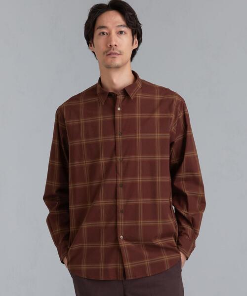 green label relaxing（グリーンレーベルリラクシング）の「CM ポプリン チェック ジャストルーズ 長袖 シャツ（シャツ/ブラウス・メンズ・ベージュ/ブラック/ワインレッド・X-LARGE/SMALL/MEDIUM/LARGE）」の19枚目の写真