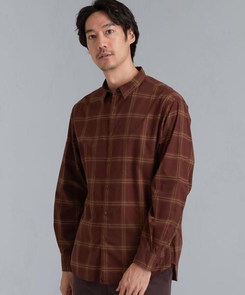 green label relaxing（グリーンレーベルリラクシング）の「CM ポプリン チェック ジャストルーズ 長袖 シャツ（シャツ/ブラウス・メンズ・ベージュ/ブラック/ワインレッド・X-LARGE/SMALL/MEDIUM/LARGE）」の20枚目の写真