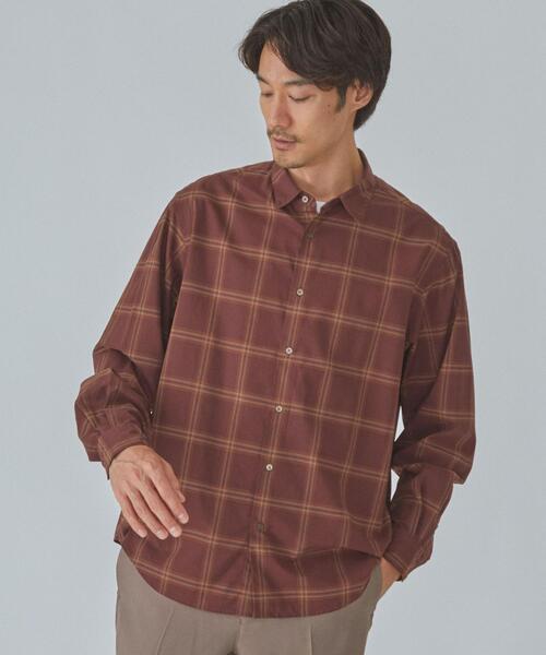 green label relaxing（グリーンレーベルリラクシング）の「CM ポプリン チェック ジャストルーズ 長袖 シャツ（シャツ/ブラウス・メンズ・ベージュ/ブラック/ワインレッド・X-LARGE/SMALL/MEDIUM/LARGE）」の22枚目の写真