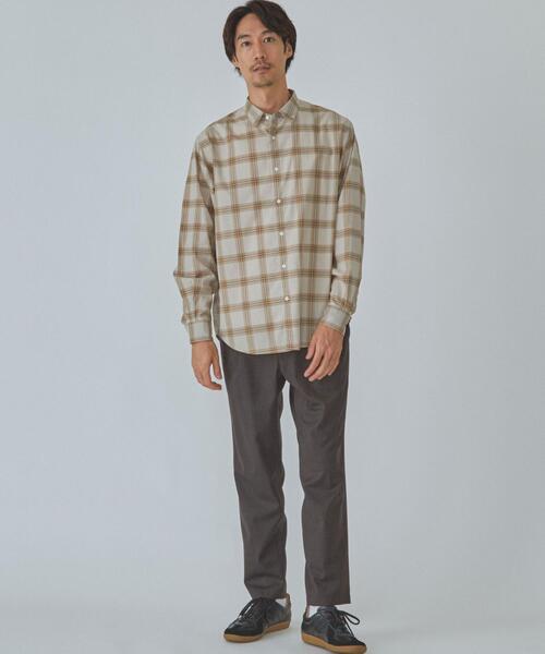 green label relaxing（グリーンレーベルリラクシング）の「CM ポプリン チェック ジャストルーズ 長袖 シャツ（シャツ/ブラウス・メンズ・ベージュ/ブラック/ワインレッド・X-LARGE/SMALL/MEDIUM/LARGE）」の13枚目の写真