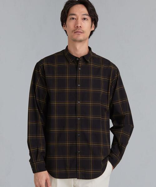 green label relaxing（グリーンレーベルリラクシング）の「CM ポプリン チェック ジャストルーズ 長袖 シャツ（シャツ/ブラウス・メンズ・ベージュ/ブラック/ワインレッド・X-LARGE/SMALL/MEDIUM/LARGE）」の14枚目の写真