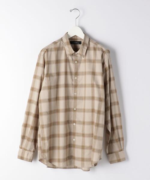 green label relaxing（グリーンレーベルリラクシング）の「CM ポプリン チェック ジャストルーズ 長袖 シャツ（シャツ/ブラウス・メンズ・ベージュ/ブラック/ワインレッド・X-LARGE/SMALL/MEDIUM/LARGE）」の4枚目の写真