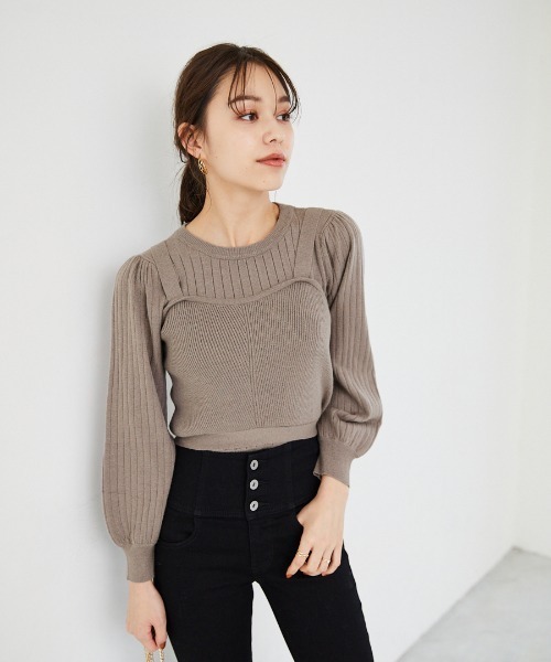 Heather（ヘザー）の「ビスチェＳＥＴリブプルオーバー　918048（ニット/セーター・レディース・ブラック/ブラウン/ピンクベージュ・FREE）」の3枚目の写真