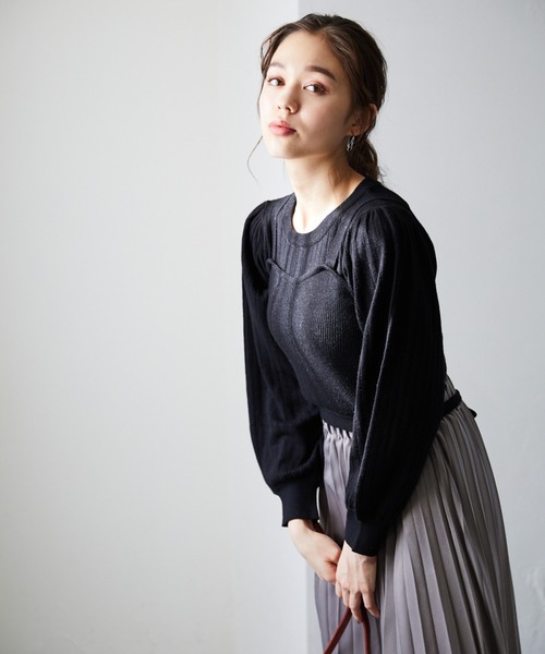 Heather（ヘザー）の「ビスチェＳＥＴリブプルオーバー　918048（ニット/セーター・レディース・ブラック/ブラウン/ピンクベージュ・FREE）」の9枚目の写真