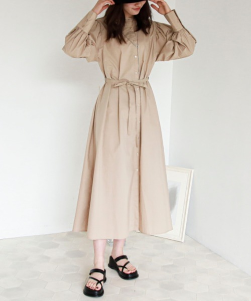 EPIMI E'PIMMY（エピミエピミー）の「マルチウェイボリュームスリーブシャツワンピ（シャツワンピース・レディース・チャコールグレー/ベージュ/オフホワイト・MEDIUM）」の3枚目の写真