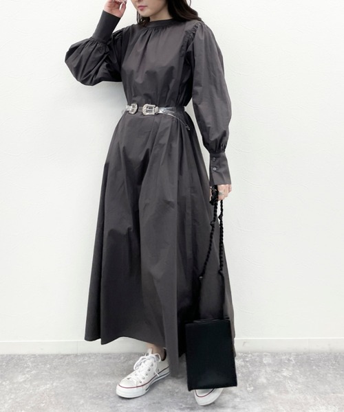 EPIMI E'PIMMY（エピミエピミー）の「マルチウェイボリュームスリーブシャツワンピ（シャツワンピース・レディース・チャコールグレー/ベージュ/オフホワイト・MEDIUM）」の6枚目の写真