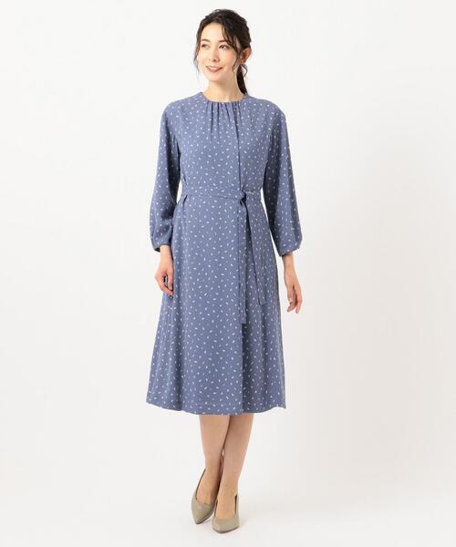 J.PRESS（ジェイプレス）の「【洗える】フェザージオメトリックプリント ワンピース（ドレス・レディース・ネイビー系5/サックスブルー系5・11/9）」の4枚目の写真