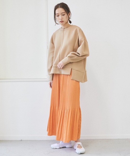 AZUL ENCANTO（アズールエンカント）の「ヴィンテージサテンプリーツスカート（スカート・レディース・オフホワイト/ライトグレー/オレンジ・FREE）」の12枚目の写真