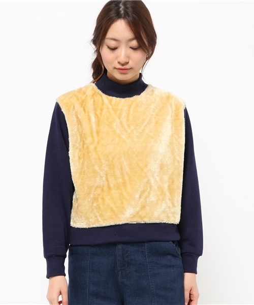 WEGO（ウィゴー）の「WEGO/ファー切替スウェット（スウェット・レディース・オフホワイト/ネイビー・FREE）」の9枚目の写真