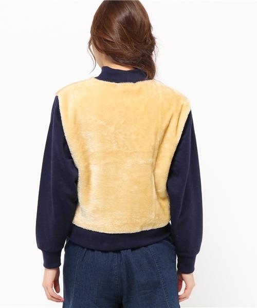 WEGO（ウィゴー）の「WEGO/ファー切替スウェット（スウェット・レディース・オフホワイト/ネイビー・FREE）」の4枚目の写真