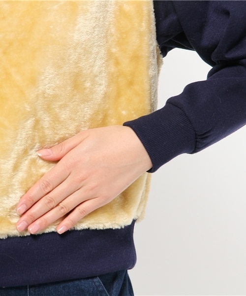 WEGO（ウィゴー）の「WEGO/ファー切替スウェット（スウェット・レディース・オフホワイト/ネイビー・FREE）」の6枚目の写真