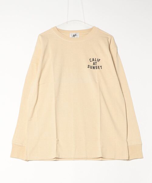 Bling Leads(ブリングリーズ)の「16/- 天竺 パームプリント クルーネック フロント ワンポイントプリント ロング Tシャツ(Tシャツ/カットソー・メンズ・ブラック/杢グレー/ホワイト/ベージュ・L/M)」の4枚目の写真