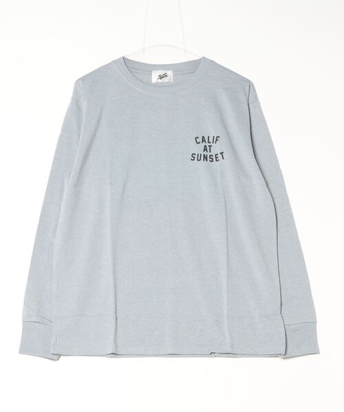Bling Leads(ブリングリーズ)の「16/- 天竺 パームプリント クルーネック フロント ワンポイントプリント ロング Tシャツ(Tシャツ/カットソー・メンズ・ブラック/杢グレー/ホワイト/ベージュ・L/M)」の3枚目の写真