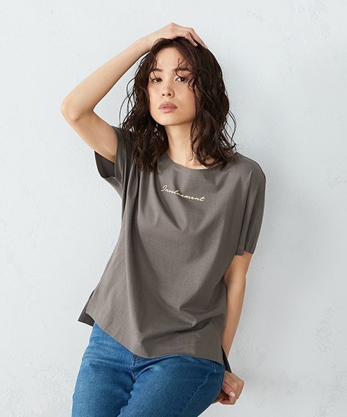 COMME CA ISM（コムサイズム）の「《コットン》 ドルマンスリーブ ロゴプリント Ｔシャツ（Tシャツ/カットソー・レディース・ホワイト/ローズ/カーキ/ブラック・SMALL/MEDIUM/LARGE）」の9枚目の写真