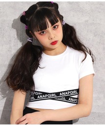 ANAP GｉRL（アナップガール）の「ミニネッククロスショート丈トップス（Tシャツ/カットソー・キッズ）」