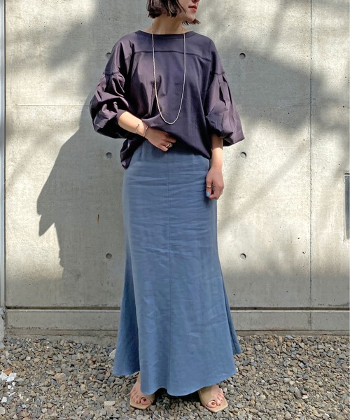 Omekashi(オメカシ)の「フットボールボリュームプルオーバー(Tシャツ/カットソー・レディース・チャコールグレー/オフホワイト/ブルー・FREE)」の10枚目の写真