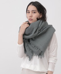 ASAUCE MÊLER リネンフリンジストール　麻100% アイボリー　美品 アソースメレ リネン100％ 麻 大判ストール ASAUCE MÊLER リネン