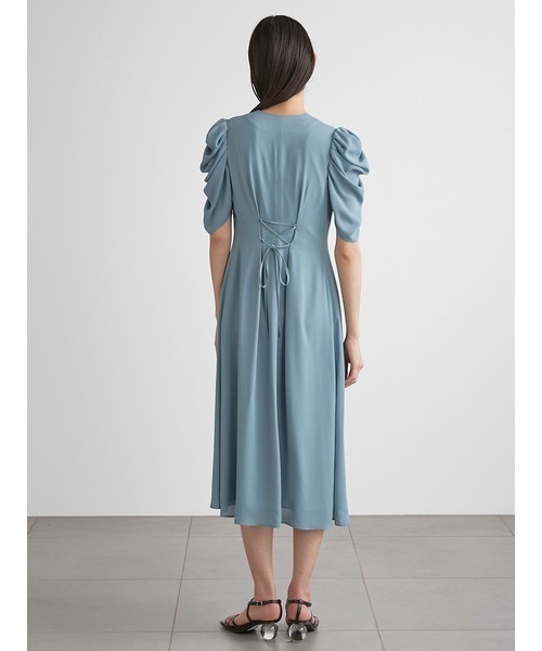 レオナール華やかなシフォンスリーブワンピ レオナール華やかなシフォンスリーブワンピ