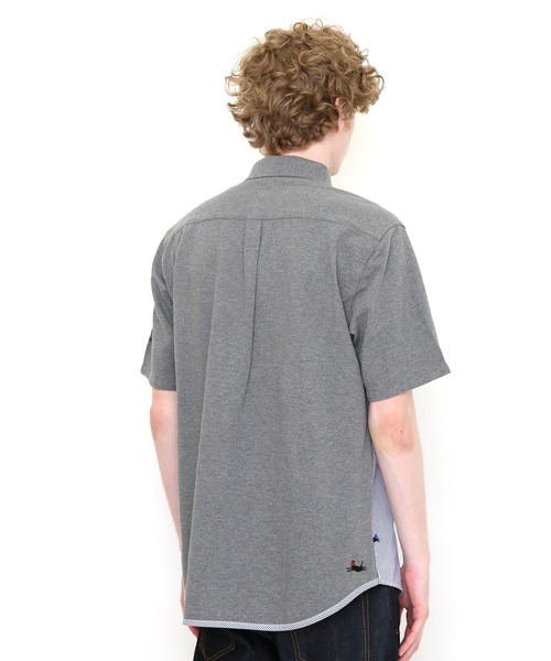 Design Tshirts Store graniph（デザイン　ティーシャツ　ストア　グラニフ）の「キャッツキャッチングフィッシュ | ピケコンビ半袖シャツ(ヘザーグレー)（シャツ/ブラウス・メンズ・ヘザーグレー・SMALL/MEDIUM/X-LARGE/LARGE）」の7枚目の写真
